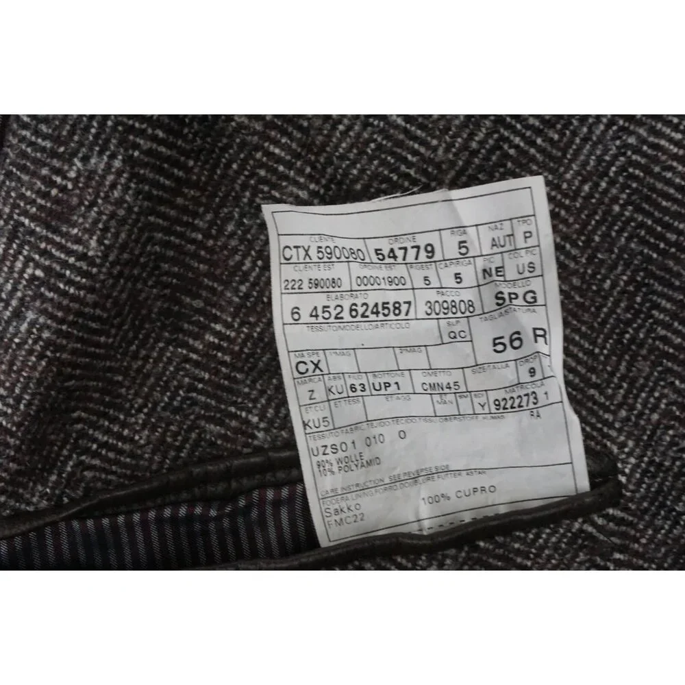 Ermenegildo Zegna Gray Black Herringbone Elbow Pad Sport Coat Jacket Sz 46R